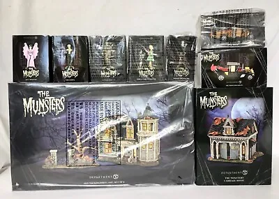 Dept 56  THE MUNSTERS Village Set Of 9 Mockingbird Lane Grandpa Lily Koach Eddie • $799.95