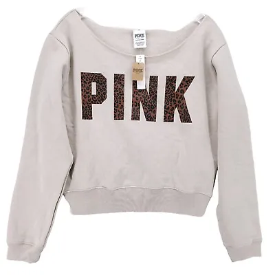 NWT Victoria's Secret Pink Fleece Cropped Sweatshirt Animal Print Vanilla Bean • $28.04