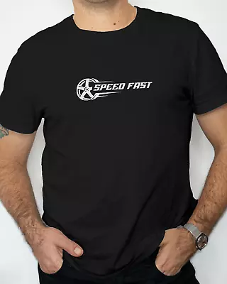 Men`s SPEED FAST Cars T-shirts 100% Cotton Lovely Racing Men Gift Wheels Tunning • £7.99