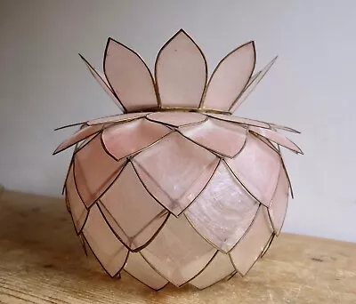 Vintage Pink Capiz Artichoke Pendant Lamp Shade • £39.95