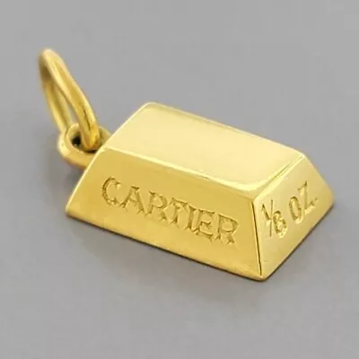 VINTAGE CARTIER 18K YELLOW GOLD 1/8oz GOLD BAR CHARM PENDANT • $1350