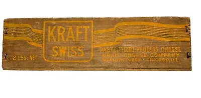 Vintage Kraft Swiss Cheese Wooden Box Crate 2 Lb Size Food Container 9  Across • $19.95