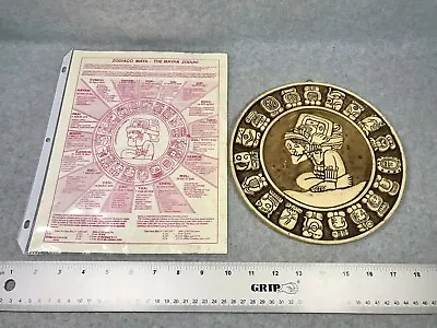Vintage Mayan Aztec Tzolkin 8.5  Calendar Zodiac Wall Hanging Plaque Maya Wheel • $50