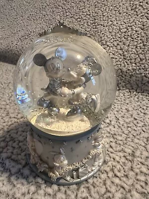 Limited Edition Mickey And Minnie Skating Silver Snow Globe From Disney Store. • $13.99