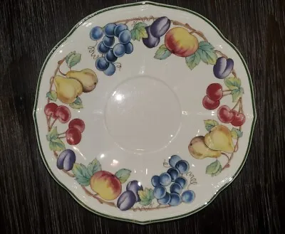 Villeroy & Boch Melina SAUCER ONLY Fruit With Green Edge Rim 5 3/8” • $25