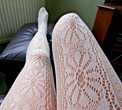 £5.99 • Buy New Mod / 60s White Daisy Lace Tights Up To Size 14