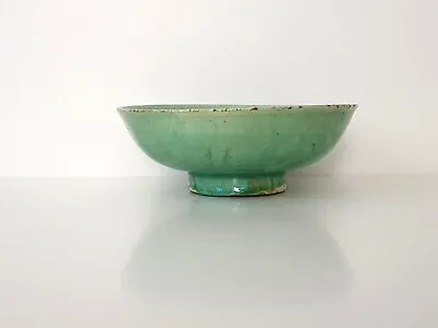 Antique Chinese Yuan Or Ming Dynasty Green Glaze Pottery Bowl • £350
