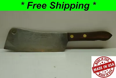 Vintage SUPREME Carbon Steel Meat Butcher Knife Cleaver 6-1/2  Blade Wood Handle • $34.95