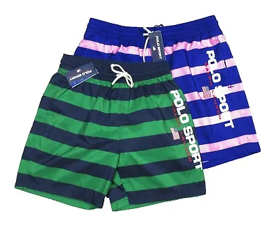 Polo Sport Ralph Lauren Men's Stripe Pattern Logo Print 5.5  Swim Trunks • $47.99