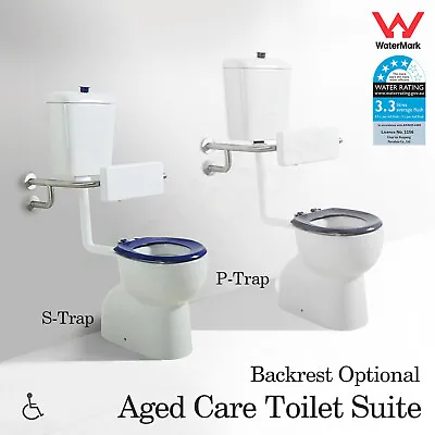 Disabled Toilet Suite Mobility Ceramic Aged Care Backrest Soft Close S P Trap • $759