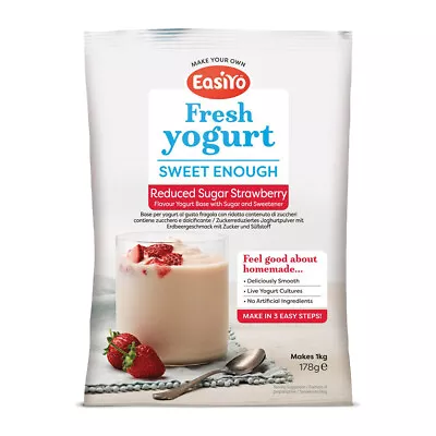 Easiyo Sweet Enough Strawberry Yogurt Mix 178g Sachet - Makes 1 Litre  • £5.29