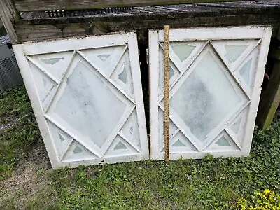 Large Vintage Wooden Swing Window's Sashes - Diamond Pattern - Lot Of 2 • $100