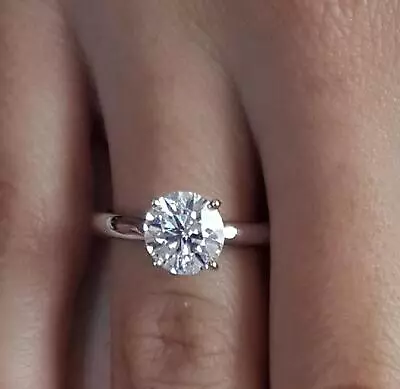 3 Ct Classic 4 Prong Round Cut Diamond Engagement Ring VS2 D White Gold 14k • $7464