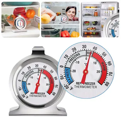 £10.25 • Buy Stainless Steel Fridge Freezer Dial Thermometer Temperature Gauge Stands & Hangs