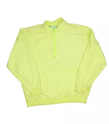 Vintage Pacific Coast Highway Jacket Mens L Neon Highlighter Beach 1/2 Zip • $26.92