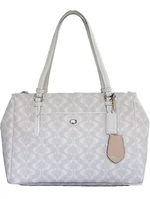 Coach Peyton Dream C Jordan Double Zip PVC Carryall Bag In Dove White F25457 • $119