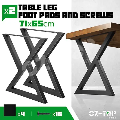 Table Legs Coffee Dining Table Legs DIY Metal Leg 65 X 71cm Set Of 2 Black • $99.91