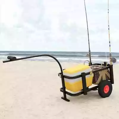 Beach Fishing Hand Trolley Garden Cart Wheels Wagon Pull Wheelbarrow • $142.15
