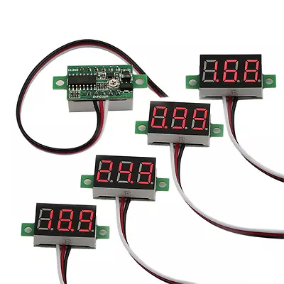 5x Mini DC 0-30V Red LED 3-Digital Display Voltage Voltmeter Panel Calibratable • $13.95