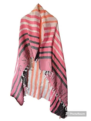 Victoria's Secret Pink Striped Throw Blanket 50”x60” Beach Pool Cover Up Wrap • $14.99