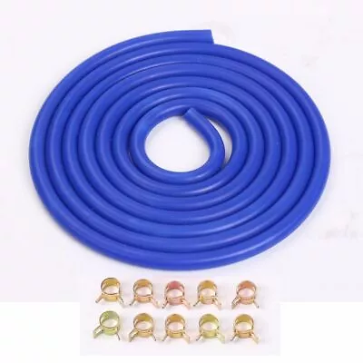 $10.06 • Buy 5mm 3/16  Blue Vacuum Silicone Tubing Hose 3M 10 Feet With Spring Band Clamp X10