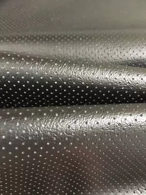 PERFORATED Black Faux Leather Vinyl Commercial Upholstery Fabric 55  Wide ROLLED • $29.99