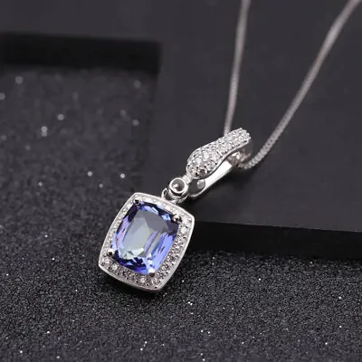 Natural Iolite Blue Mystic Quartz Gemstone 925 Sterling Silver Pendant Necklace • $47.07