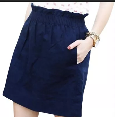 J Crew Skirt Womans Size 6 Navy Blue Pull On 100% Linen City Mini Skirt • $28