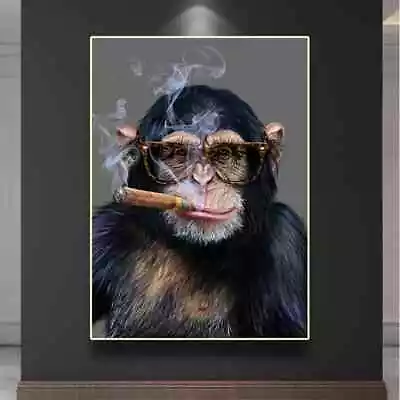 Monkey Smoking A Cigar Posters Canvas Painting Wall Art Picture Home Decoration • $8.79