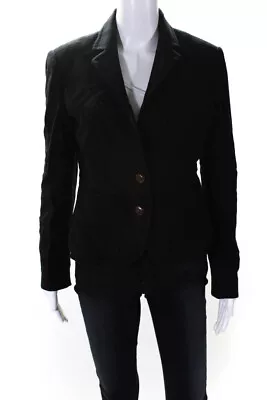 J Crew Womens Three Button Notched Lapel Blazer Jacket Black Wool Size 4 • $2.99