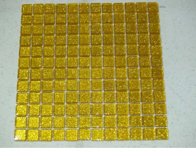 Glitter Yellow Glass Mosaic Tile ( On A Mesh ) @ 295 X 295 X 8 Mm  • £5.99