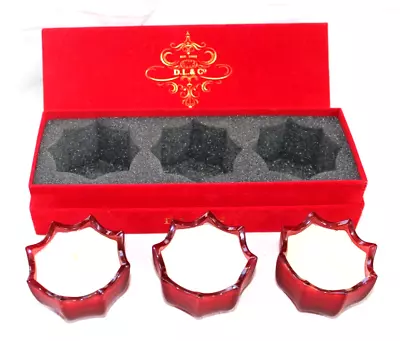 NEW D.L. & Co.  RED SCARLET LETTER Botanical Soy Candle 3 Votive Set Velvet Box • $39.75