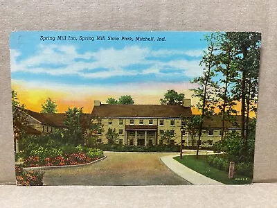Spring Mill Inn Spring Mill State Park Mitchell Indiana Linen Postcard No 2435 • $4.80
