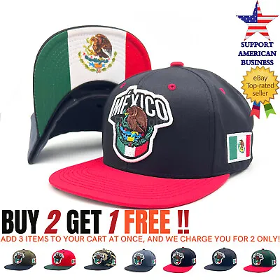 Mens Snapback Hat Hecho En Mexico Baseball Cap Flat Brim Trucker Hats Adjustable • $11.99