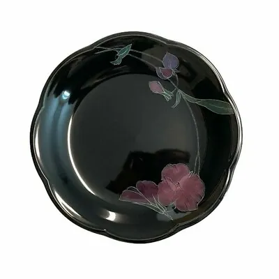 Mikasa Rondo-Tango Dishes Black W/Lavender Floral Salad Plate • $9.99