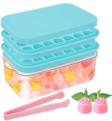 Flowers/Rose Uce Cubes Mold Tray Lid And Bin Assorted Colours • £12