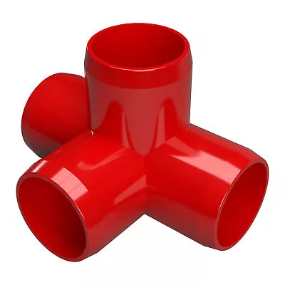 1/2  4-Way PVC Tee Fitting Red (10-PK) FORMUFIT Furniture Grade Made In USA • $22.99