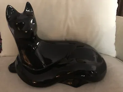 Vintage HAEGAR Pottery Large Ceramic Cat Figurine Black MCM Decor Halloween NWT • $85.99