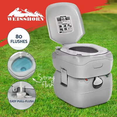 Weisshorn 22L Portable Camping Toilet Flush Outdoor Potty Caravan Travel Boating • $110.95