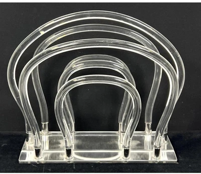 $75 • Buy Vintage Mid Century MCM Dorothy Thorpe Lucite Chrome Mirror Magazine Rack! 13x9x