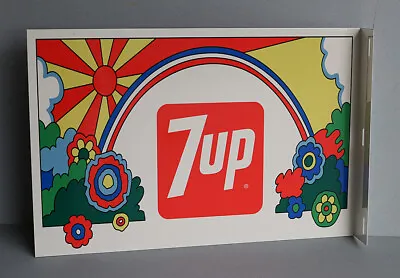 7UP Rainbow Soda Pop FLANGE SIGN    Modern Retro  7 Up   Psychedelic • $63.99