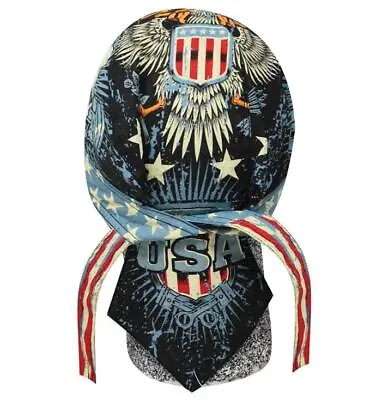 USA American Iron Skull Cap Hat Doo Rag Biker Bandana Terrycloth Sweatband • $7.95