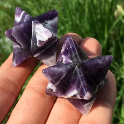 1.5  Natural Amethyst Merkaba Star Geometry Chakra Quartz Crystal Healing 1PC • $9.41