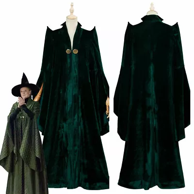 Dark Green Robe Minerva McGonagall Professor Cosplay Costume Dress Suit • $27.75