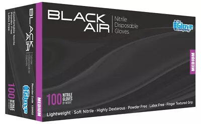 TGC Black Air Disposable Nitrile Gloves - 100pk - Medium - 120002 • $29.95
