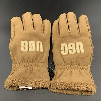 Ugg Bonded Fleece Gloves Mens L/xl Chestnut Embroidered Logo Warm Faux Fur Lined • $58.50