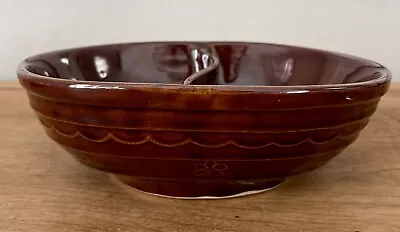 Vintage Marcrest Stoneware Daisy Dot Brown Divided Serving Oven Dish • $14.99