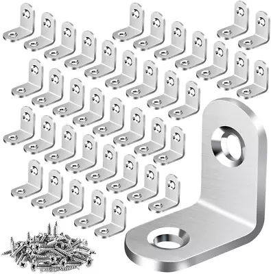 40PCS 20mm Silver L Bracket Corner Brace Stainless Steel Right Angle Bracket • $9.73