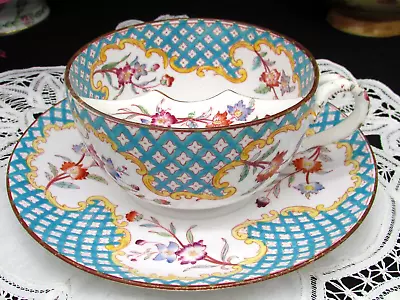 Rare Sarreguemine Minton Pattern French Floral Large Mustache Cup And Saucer • $53.60