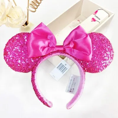 Disney Parks Orchid Headband Ears Bow Magenta Hot Pink Minnie Sequin US SHIP • $19.99